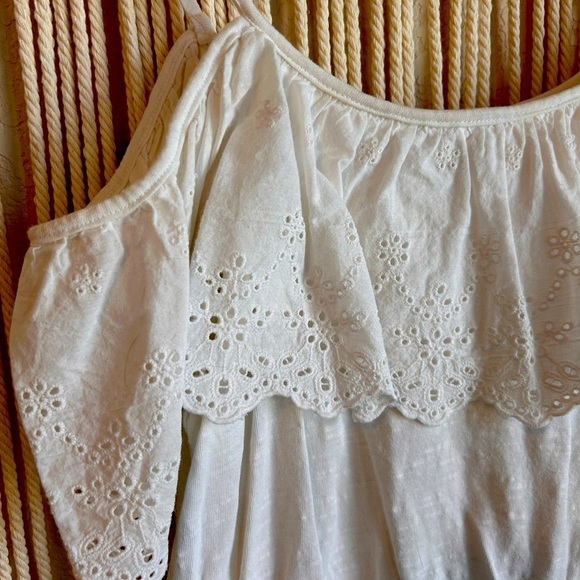 Topshop Spaghetti Strap Drop Sleeve Flounce Top with Eyelet, Size 8 - Picture 3 of 7